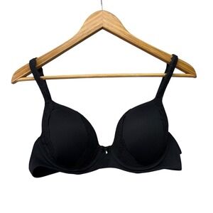 Soma Womens Bra 34C Black Embraceable Full Coverage Lace Trim Underwire